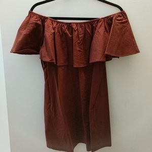 Nwot brown off the shoulder dress